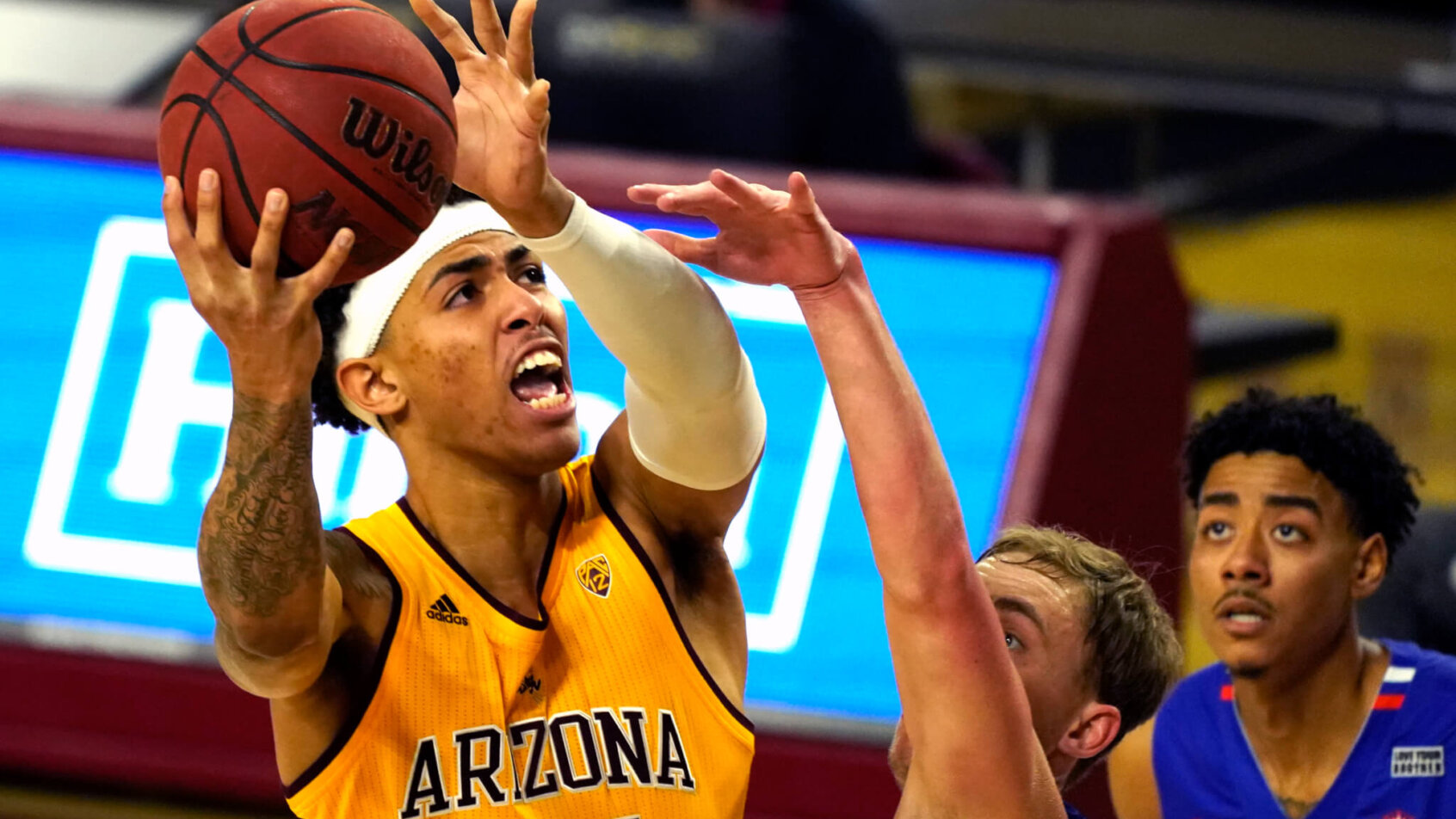 Jalen Graham shooting over defender
