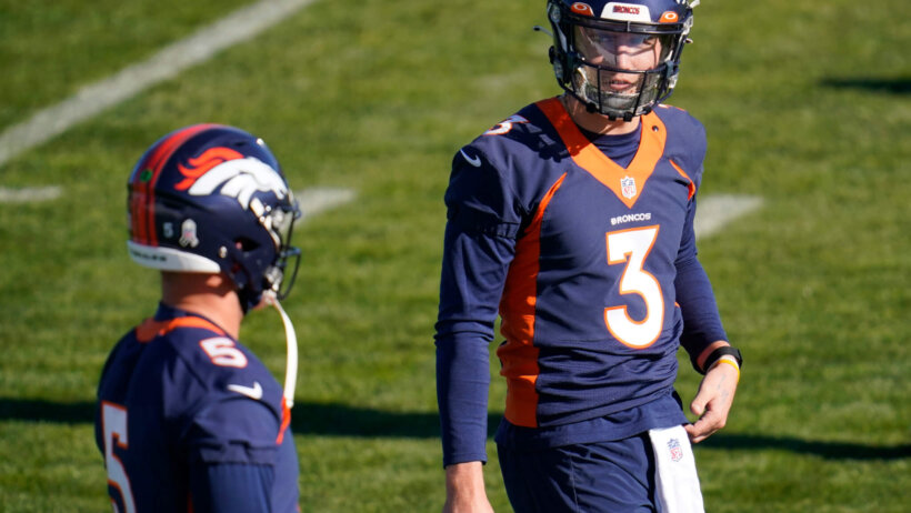 Drew Lock on the practice field