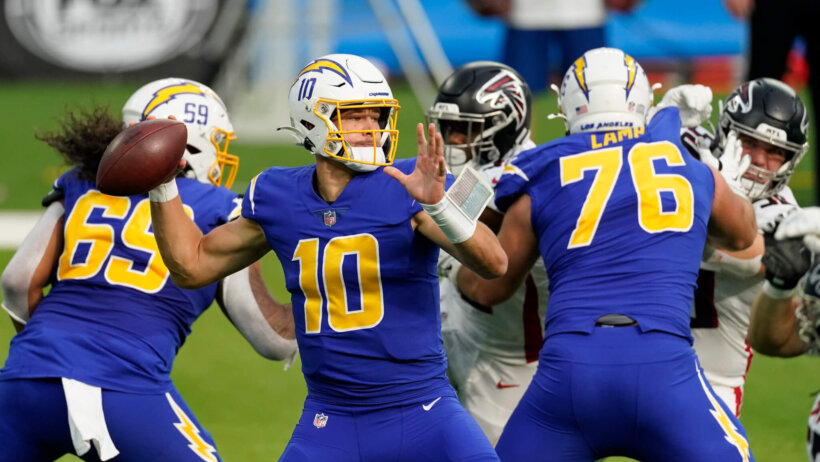 Justin Herbert passing in the pocket