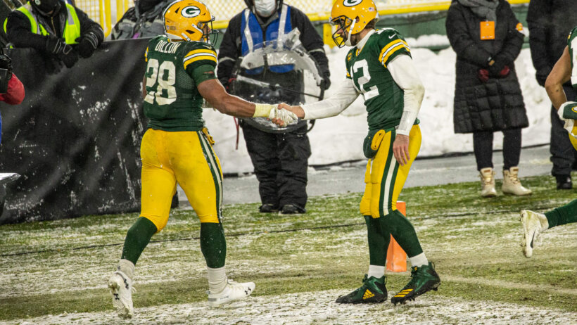 Aaron Rodgers and AJ Dillon