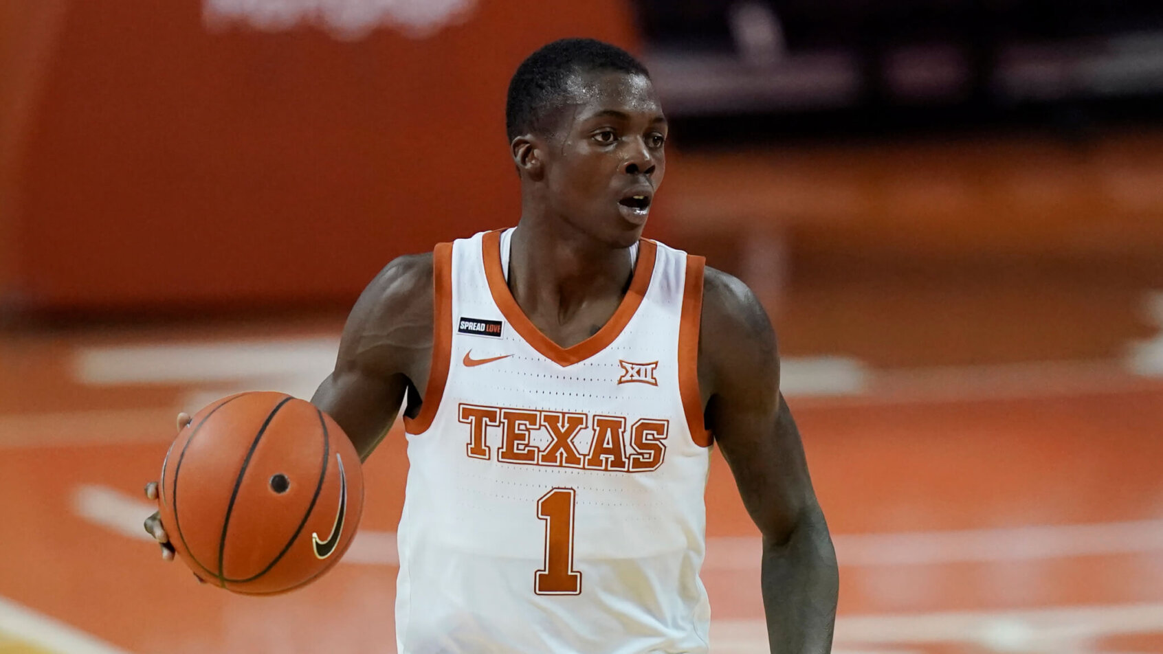 Andrew Jones dribbling basketball