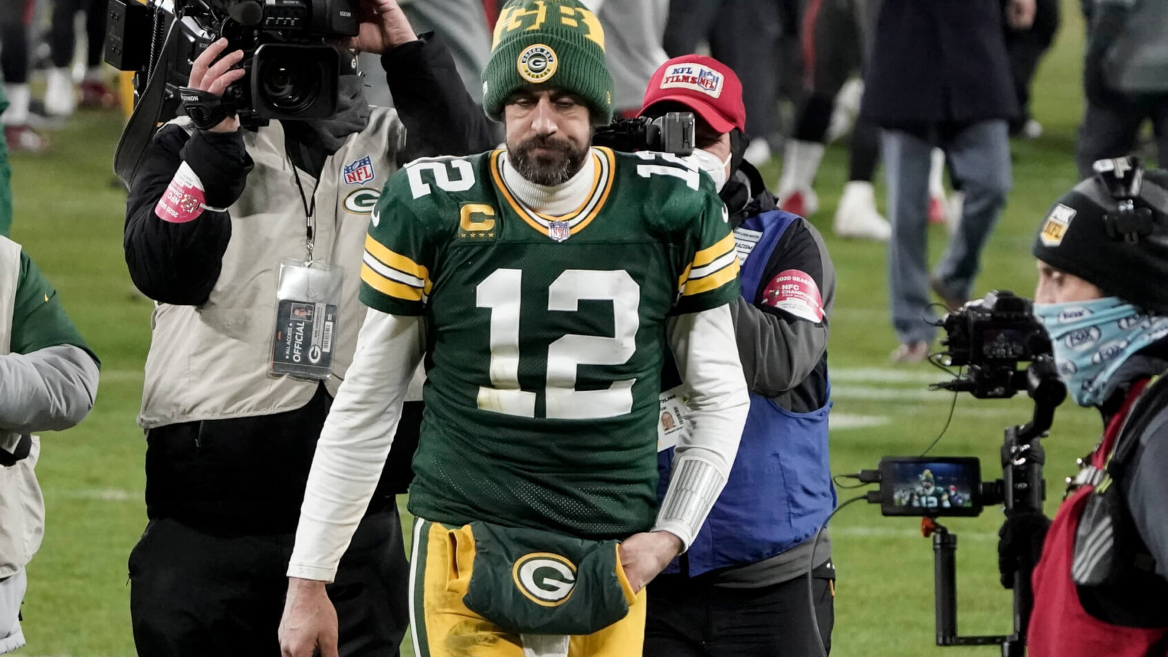 Aaron Rodgers walking