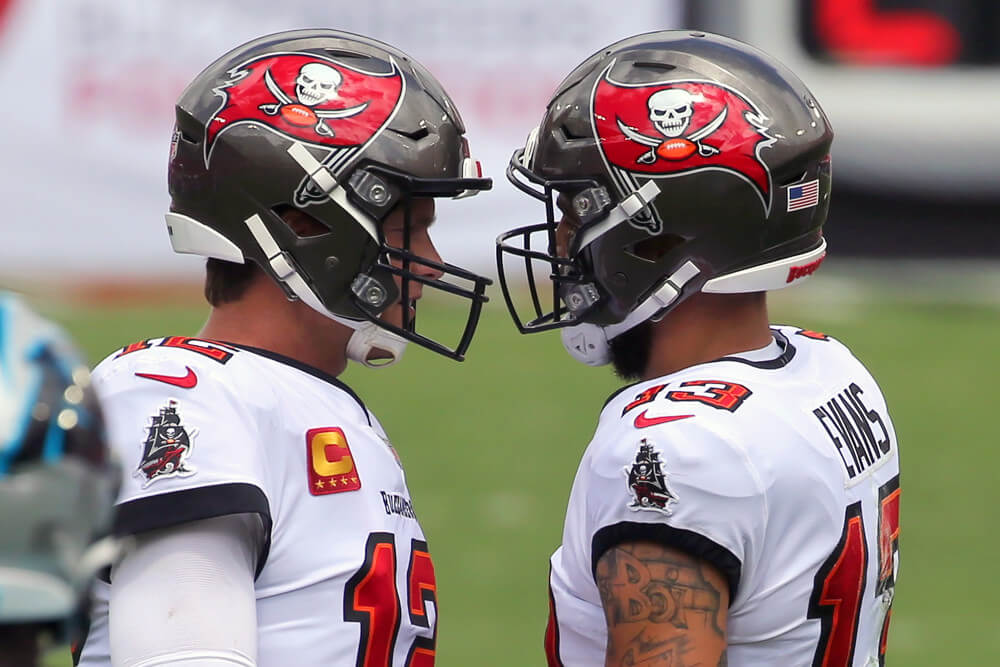 Brady and Mike Evans chat