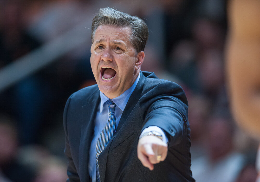 Kentucky Wildcats head coach John Calipari coaching during a game