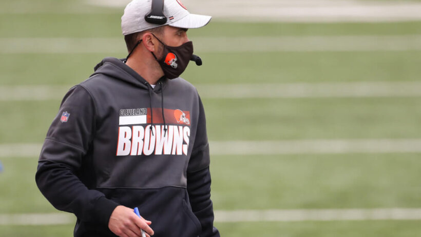 Cleveland Browns head coach Kevin Stefanski walking the sideline