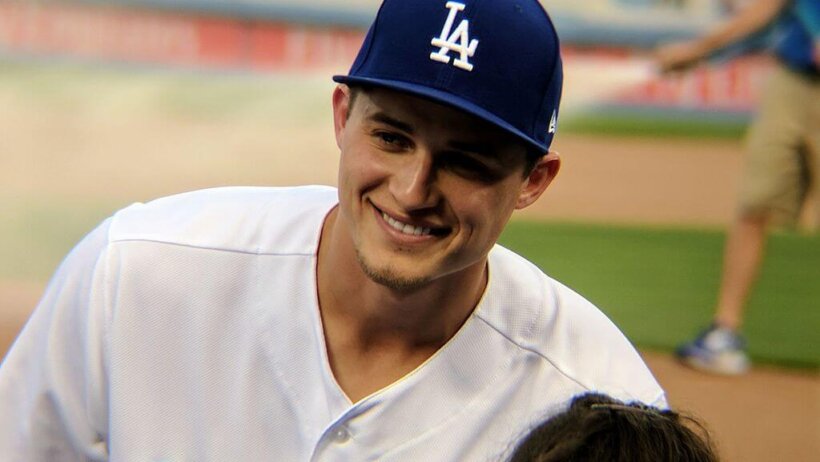 Corey Seager smiling for the camera