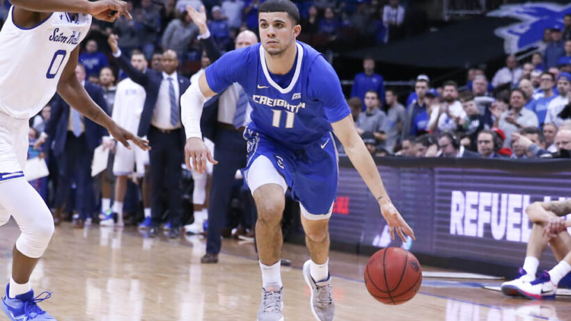 Creighton Bluejays guard Marcus Zegarowski dribbling