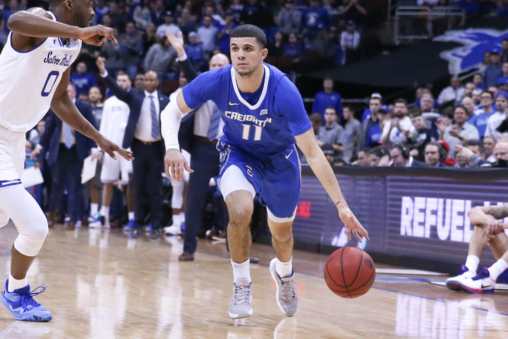 Creighton Bluejays guard Marcus Zegarowski dribbling