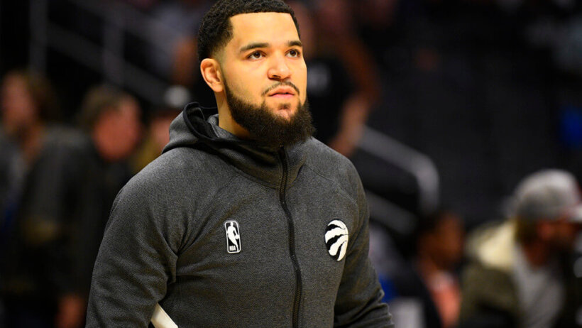 Fred VanVleet wearing warm-up jacket