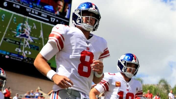 Daniel Jones running on to field