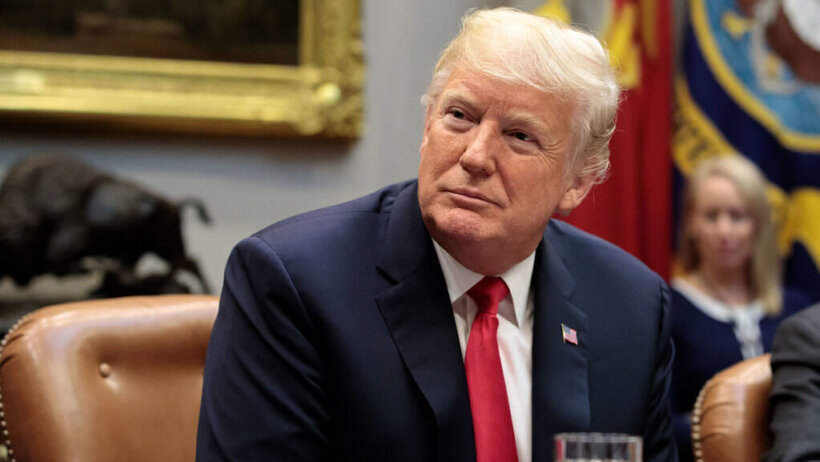 Donald Trump looking to his right