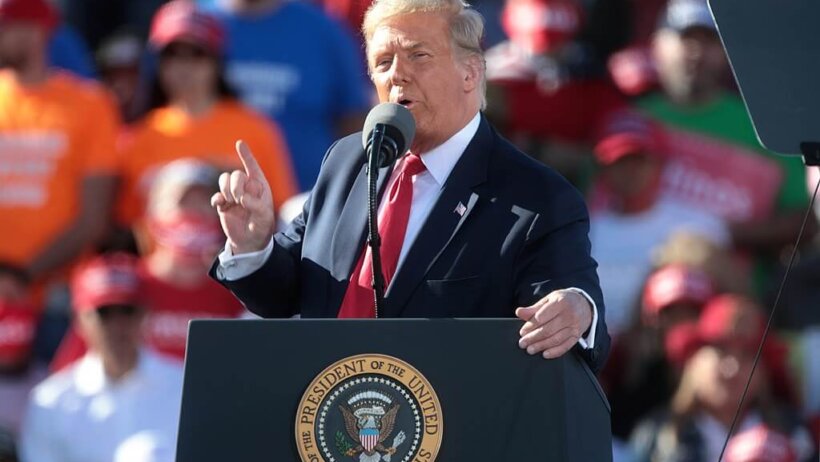 Donald Trump speaking to a crowd