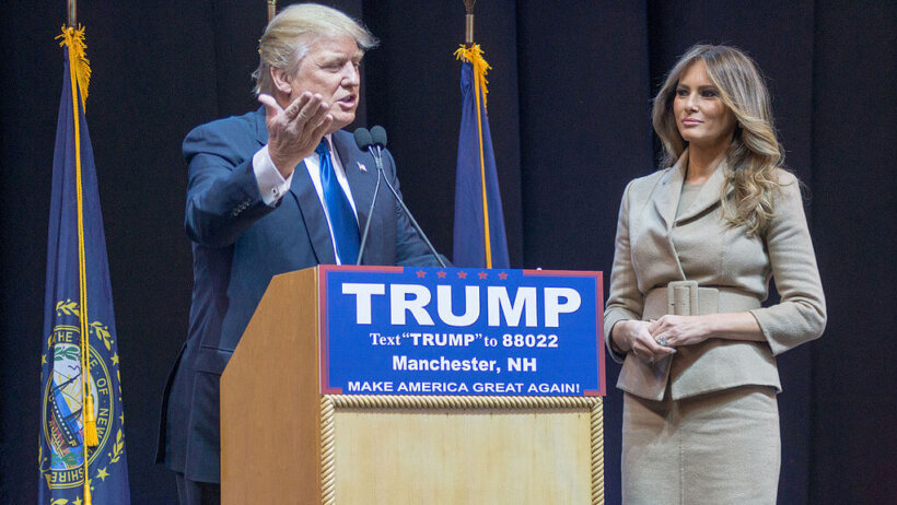 Donald and Melania Trump on stage together