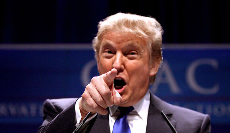 Donald Trump pointing and yelling