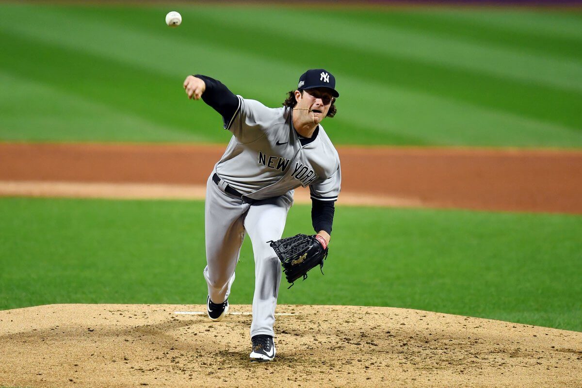 Gerrit Cole delivering a pitch