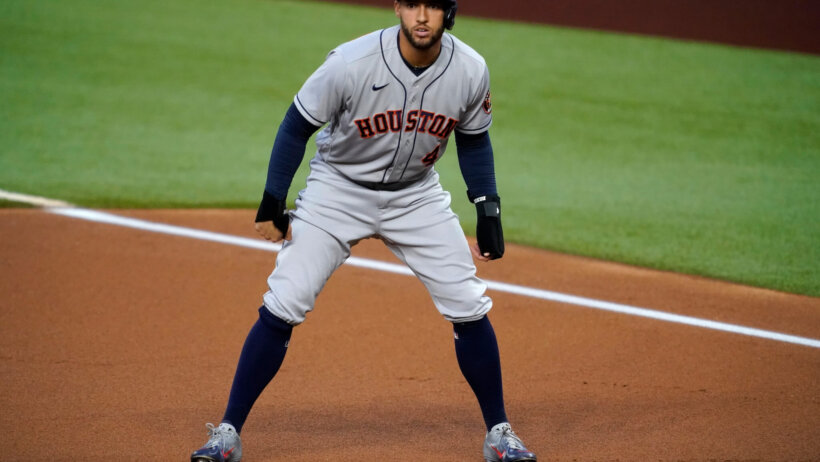 George Springer at first base