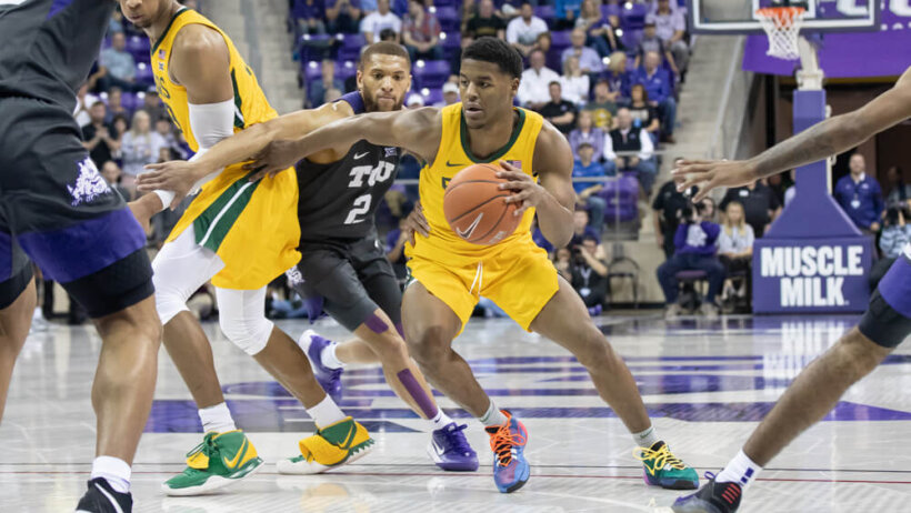 Jared Butler drives to the hoop.