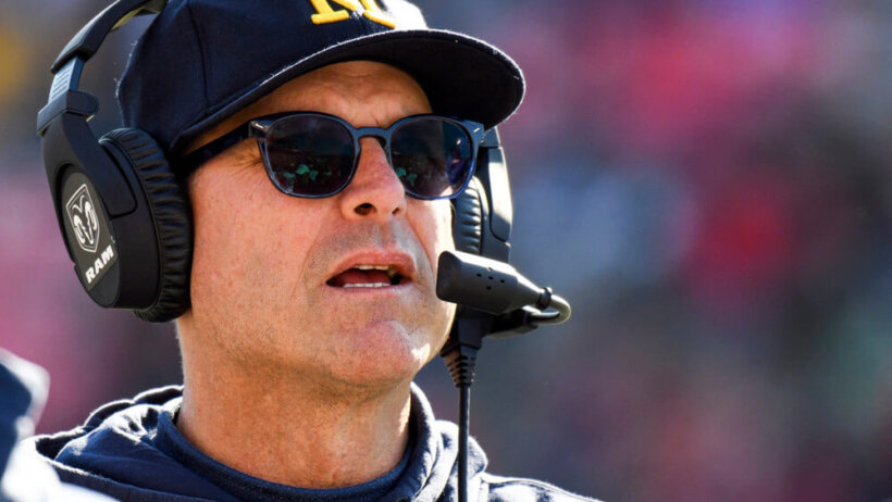 Michigan Wolverines head coach Jim Harbaugh on the sidelines
