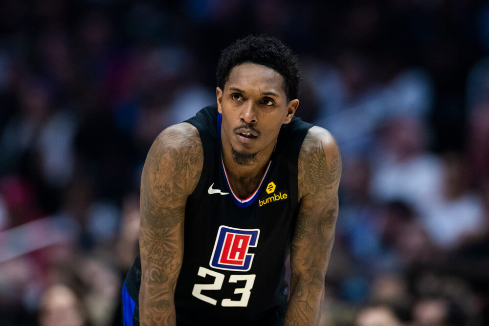 Lou Williams hands on knees