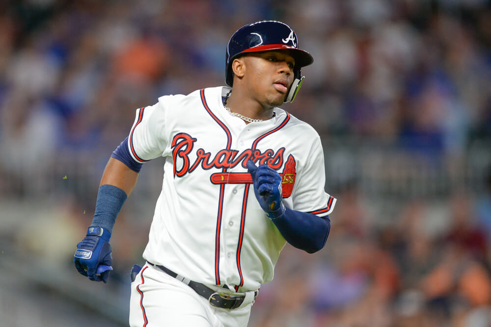 Braves outfielder Ronald Acuna rounding the bases