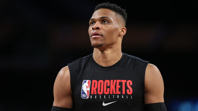 Westbrook warming up