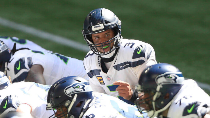 Russell Wilson calling signals