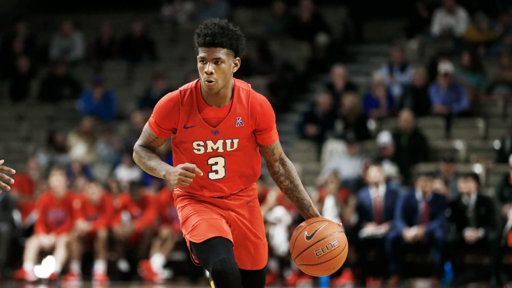 SMU guard Kendric Davis dribbling