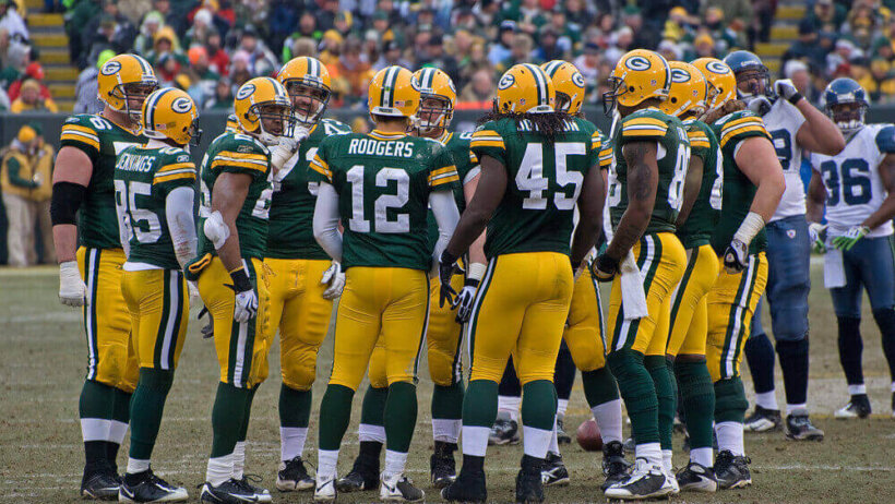 Green Bay Packers huddle