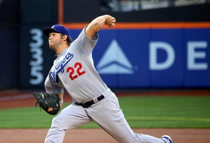 Clayton Kershaw delivering a pitch