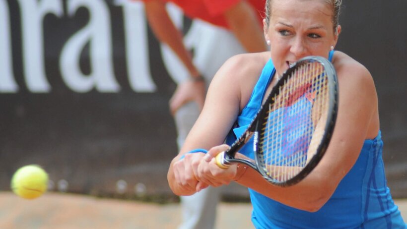 Anastasia Pavlyuchenkova hits a return