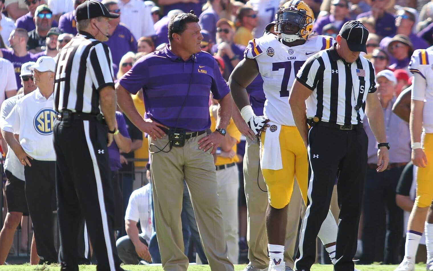 Ed Orgeron on the LSU sideline
