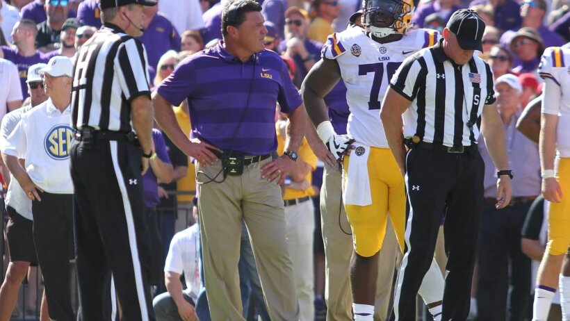 Ed Orgeron on the LSU sideline