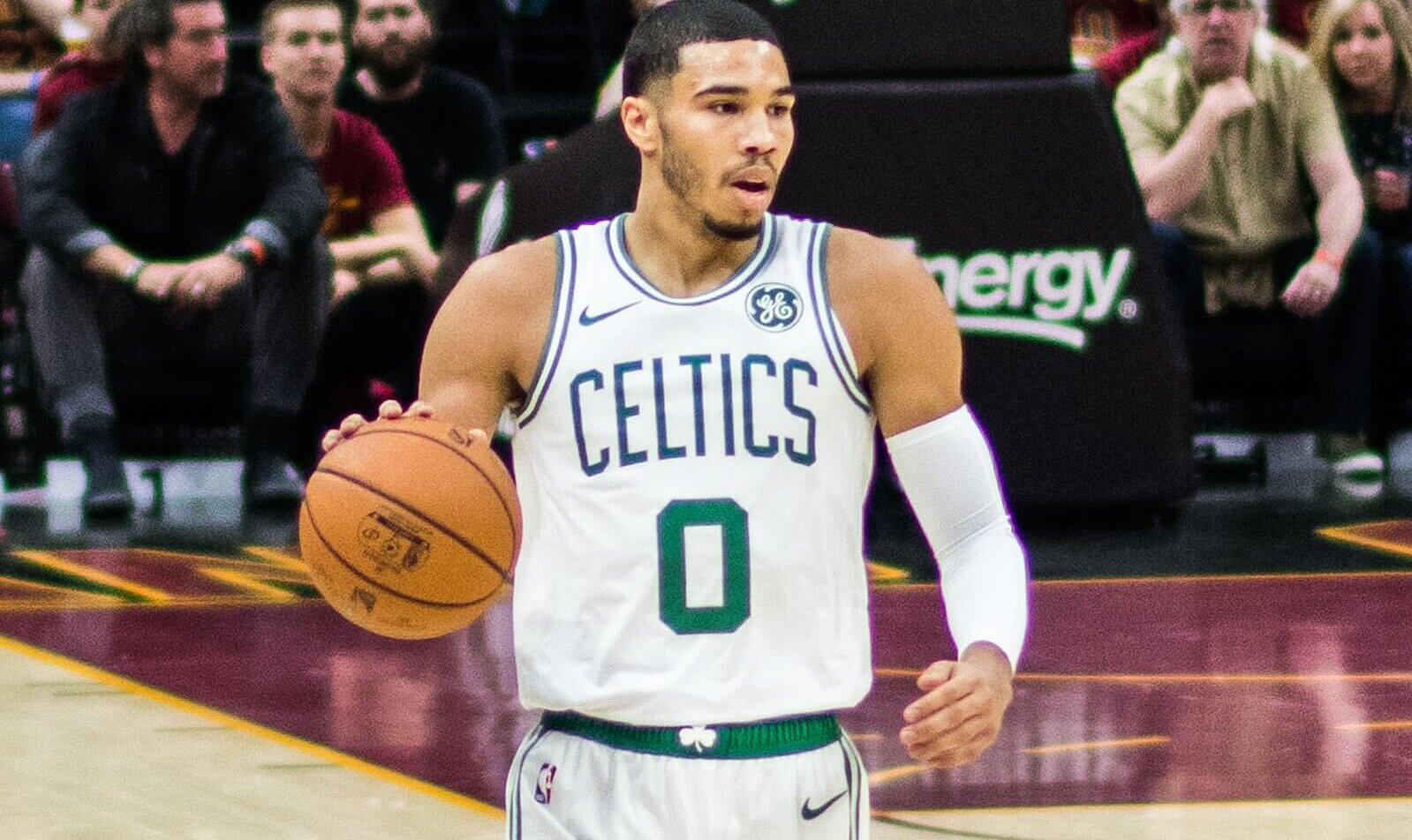 Jayson Tatum dribbles