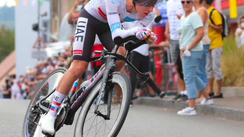 Slovenia's Tadej Pogacar during a time trial