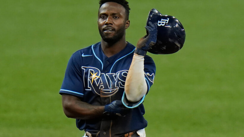 Tampa Bay Rays' Randy Arozarena on base
