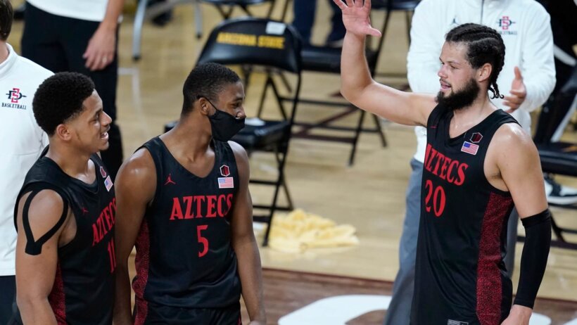 San Diego State players celebrating