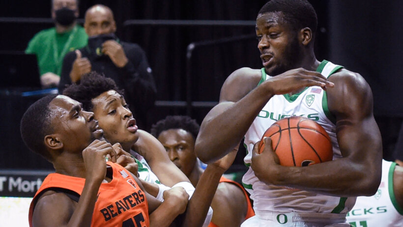 Eugene Omoruyi grabbing rebound