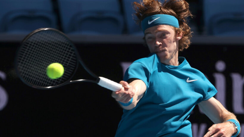Andrey Rublev hits forehand shot