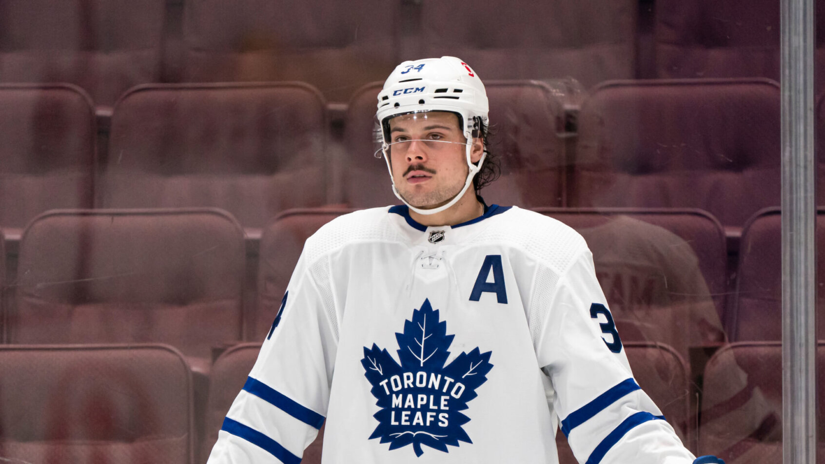 Auston Matthews during a stoppage