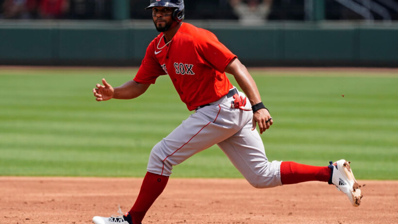 Xander Bogaerts takes off for second base