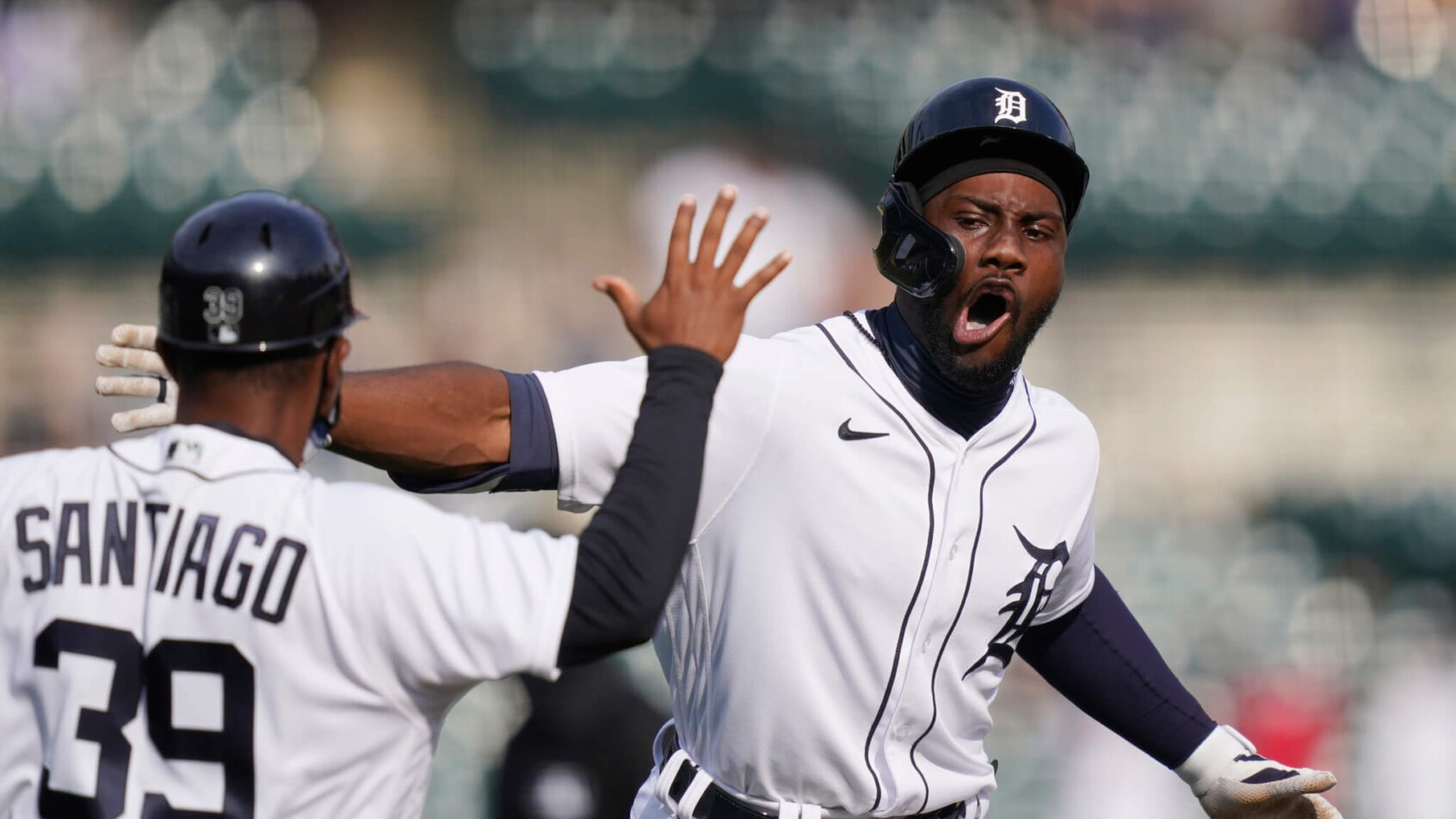 Akil Baddoo celebrates
