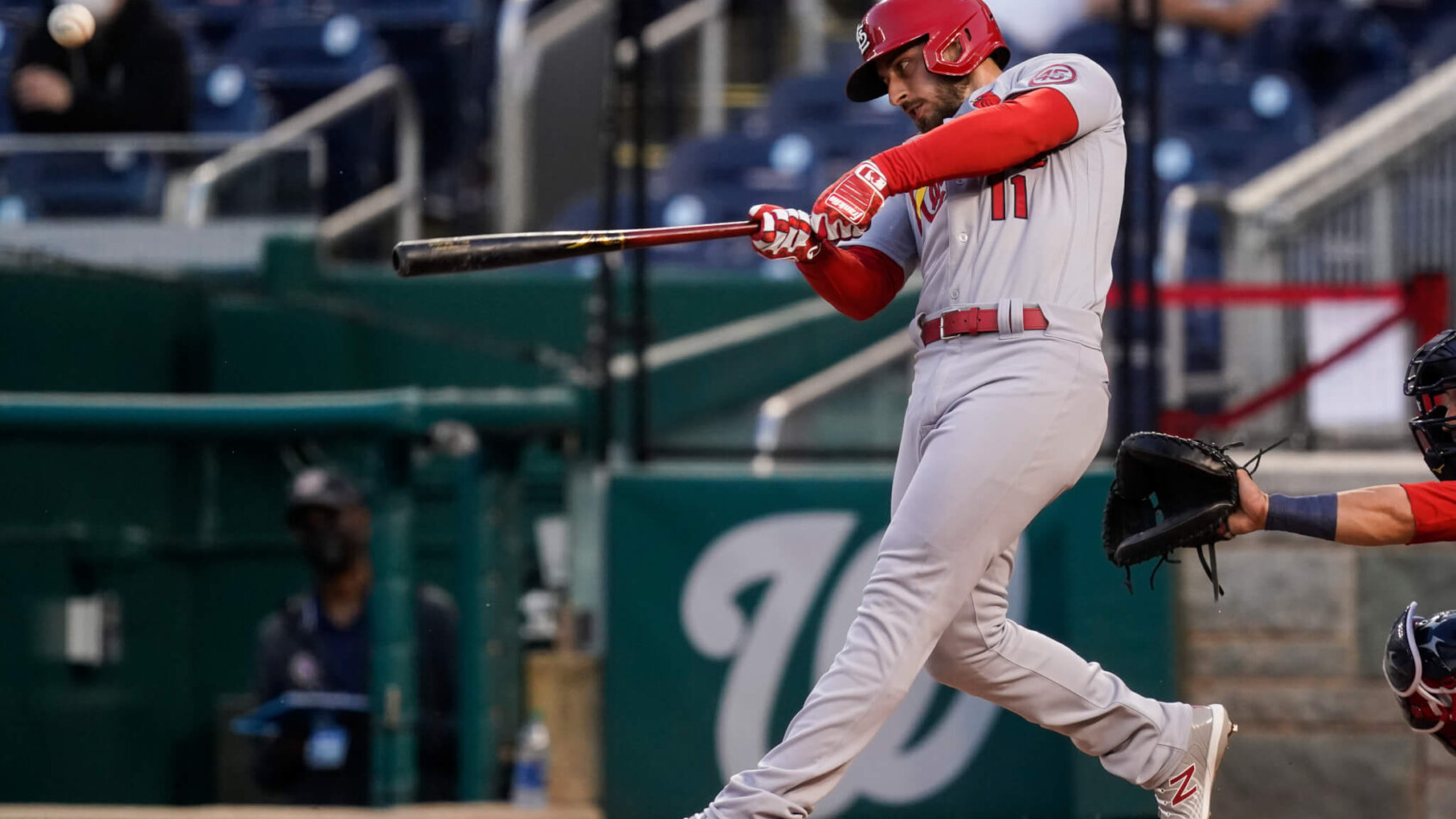 St Louis Cardinals' Paul DeJong swinging the bat