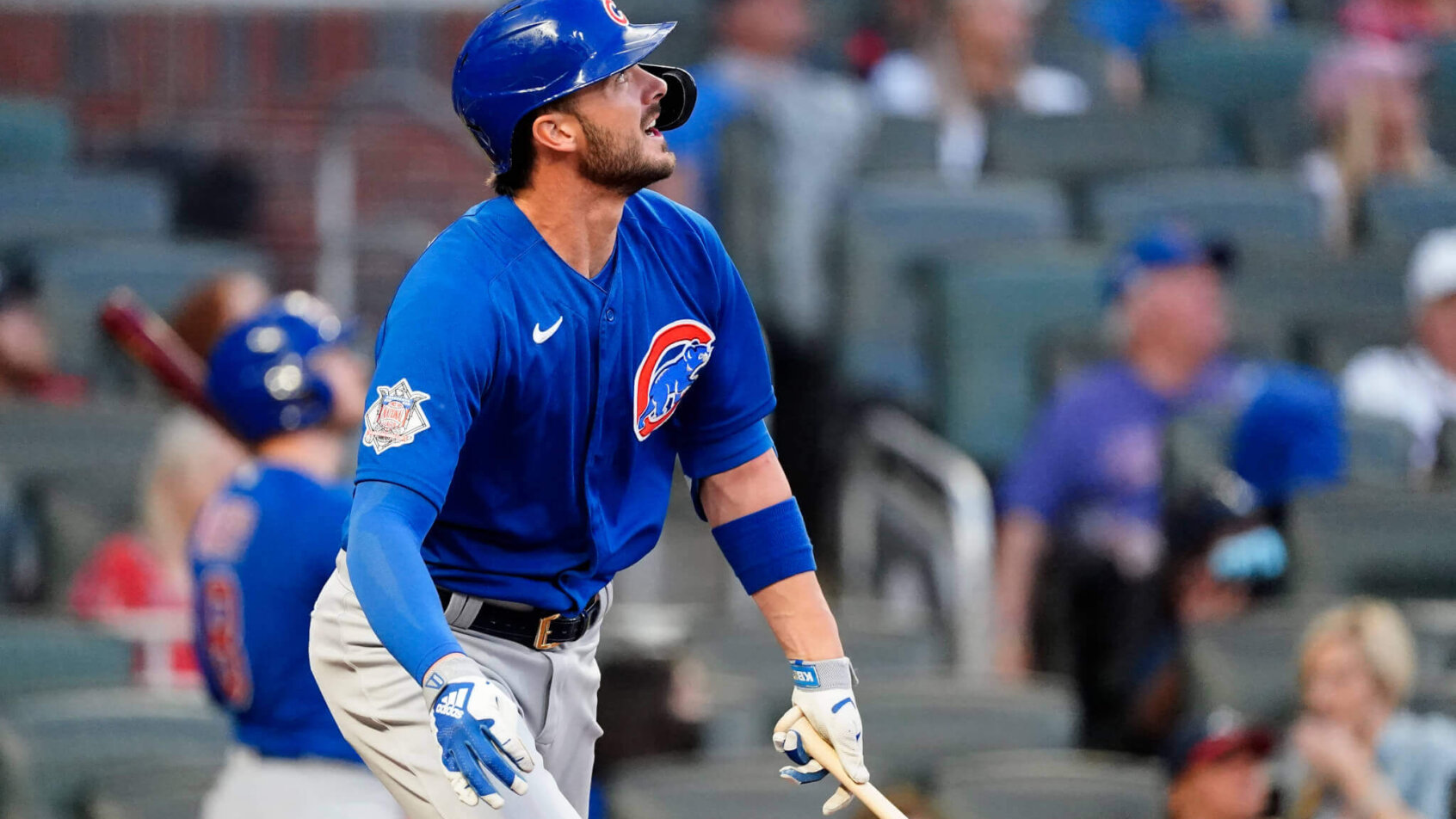 Kris Bryant admires a home run