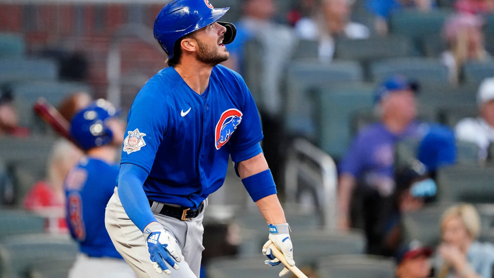 Kris Bryant admires his grand slam