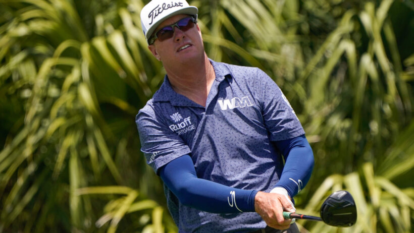 Charley Hoffman admires a tee shot