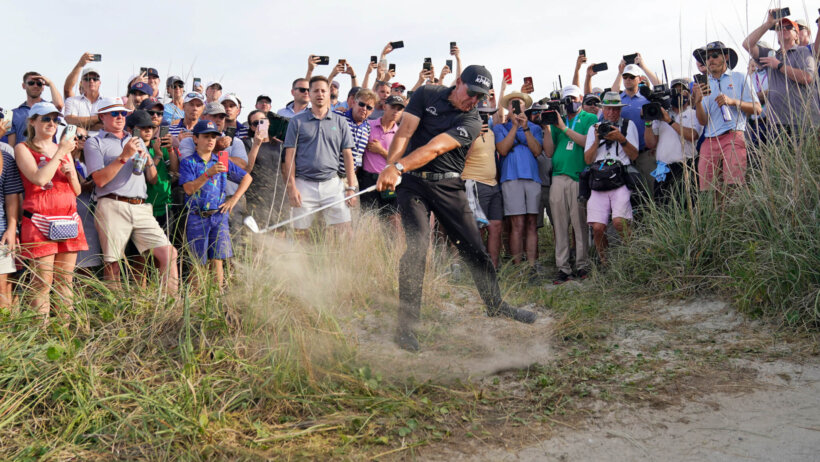 Mickelson swing in sandy rough