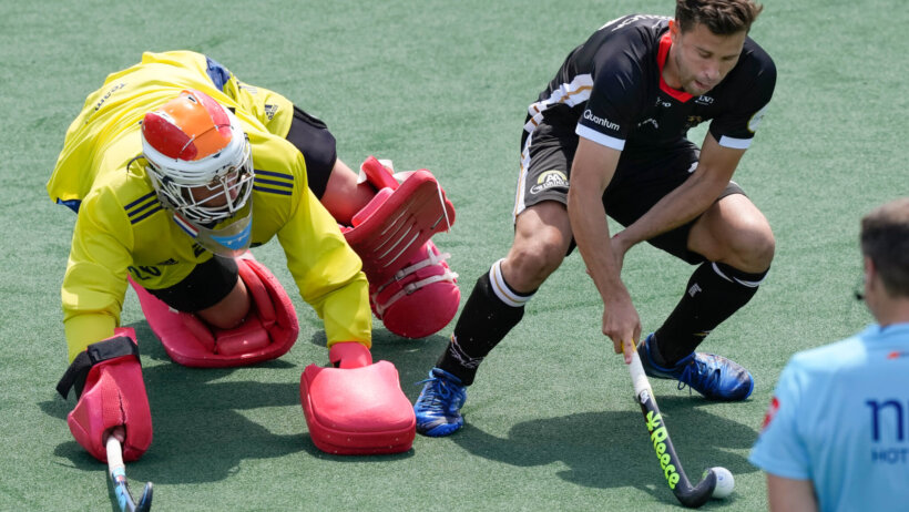 Germany's Timm Herzbruch stickhandling