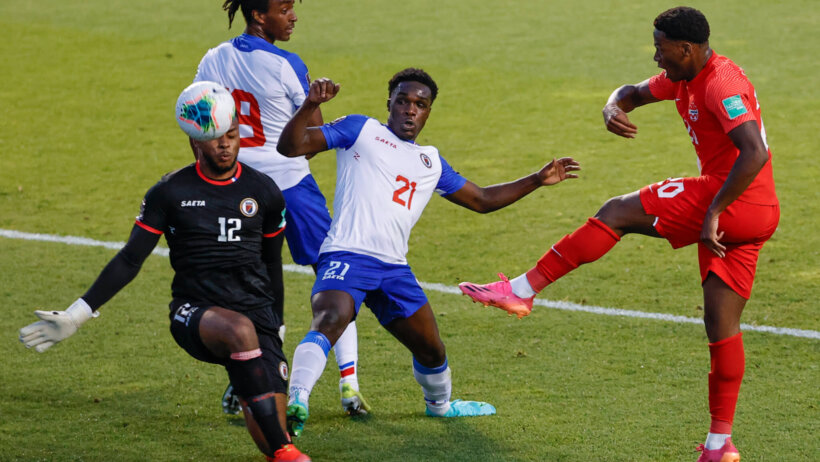 Josue Duverger prevents a Canadian goal