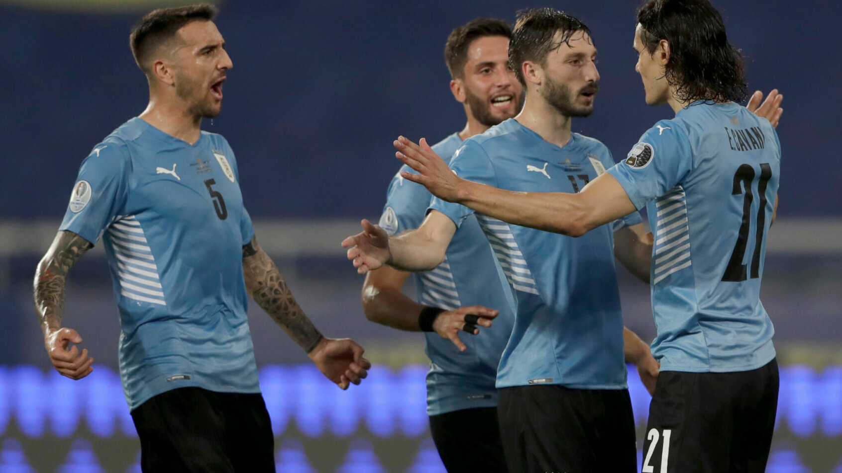 Uruguay players celebrate