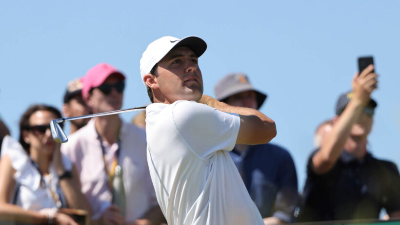 Scottie Scheffler admires a drive